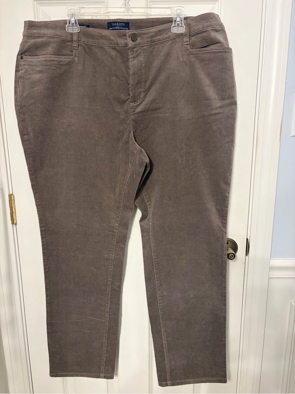 Talbots plus straight leg corduroy jeans. Size 20W. Gray. Button/zip closure.